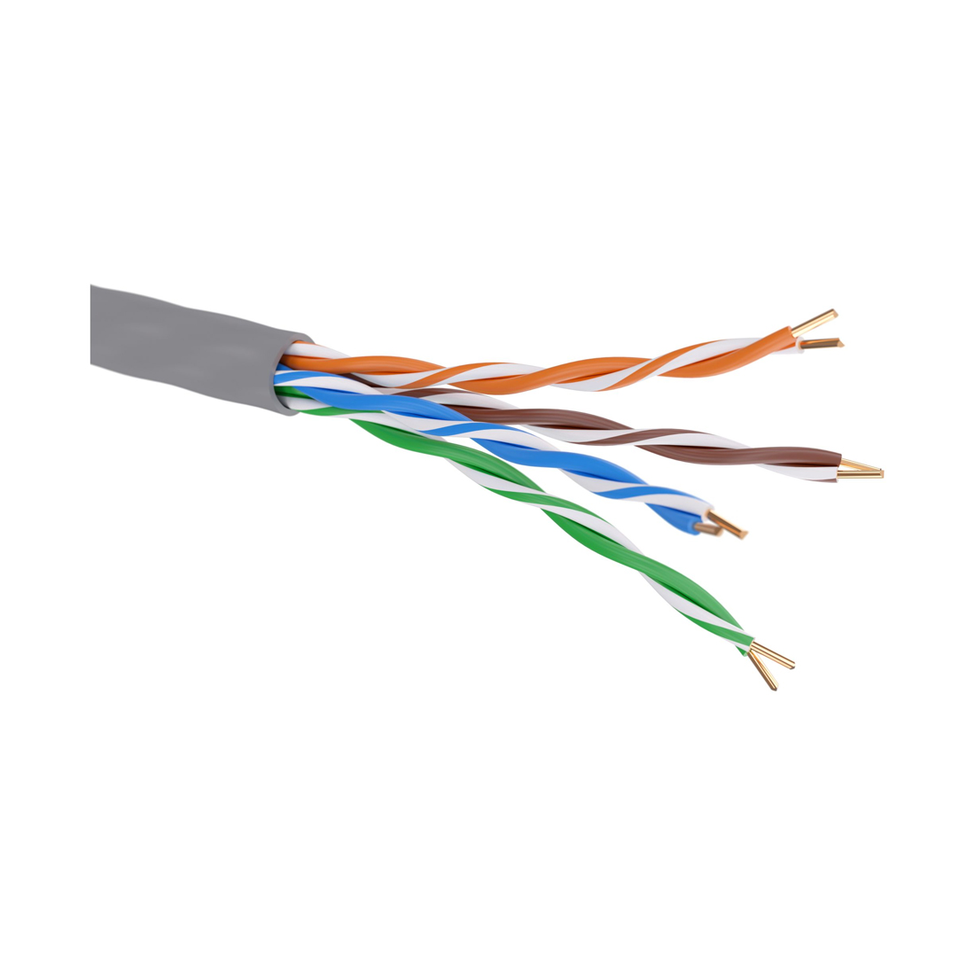 Кабель витая пара, DKC, RN5EUUK01GY, кат. 5E, U/UTP, 4 пары, нг(А)-HF, 4x2x1/0.51мм, неэкранированный, цвет внешней оболочки серый, коробка 305 м, для групповой прокладки внутри помещений, внешняя оболочка из полиолефина