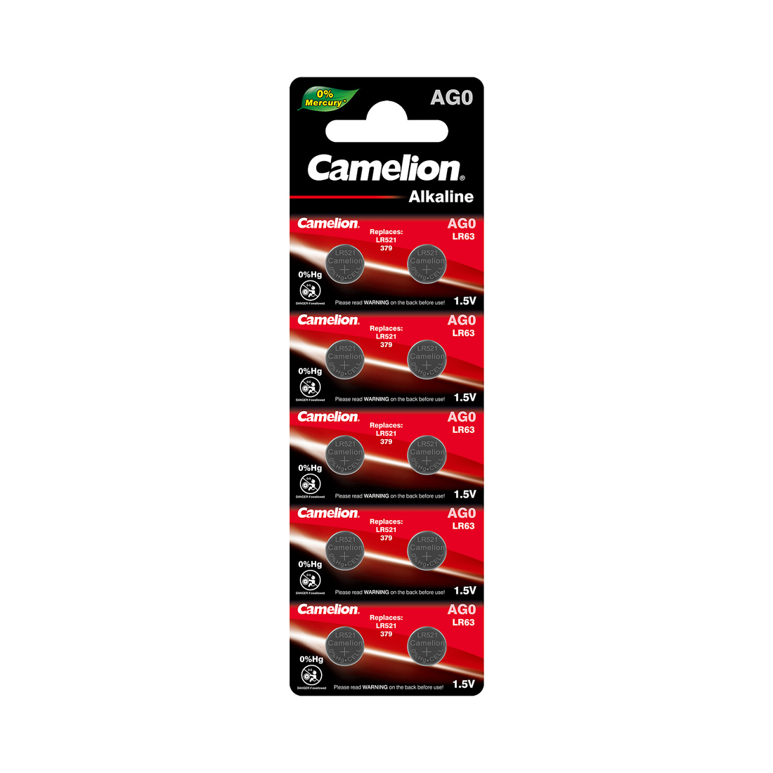 Батарейка, CAMELION, AG0-BP10(0%Hg), Alkaline, AG0, 1.5V, 0% Ртути, 10 шт. в блистере