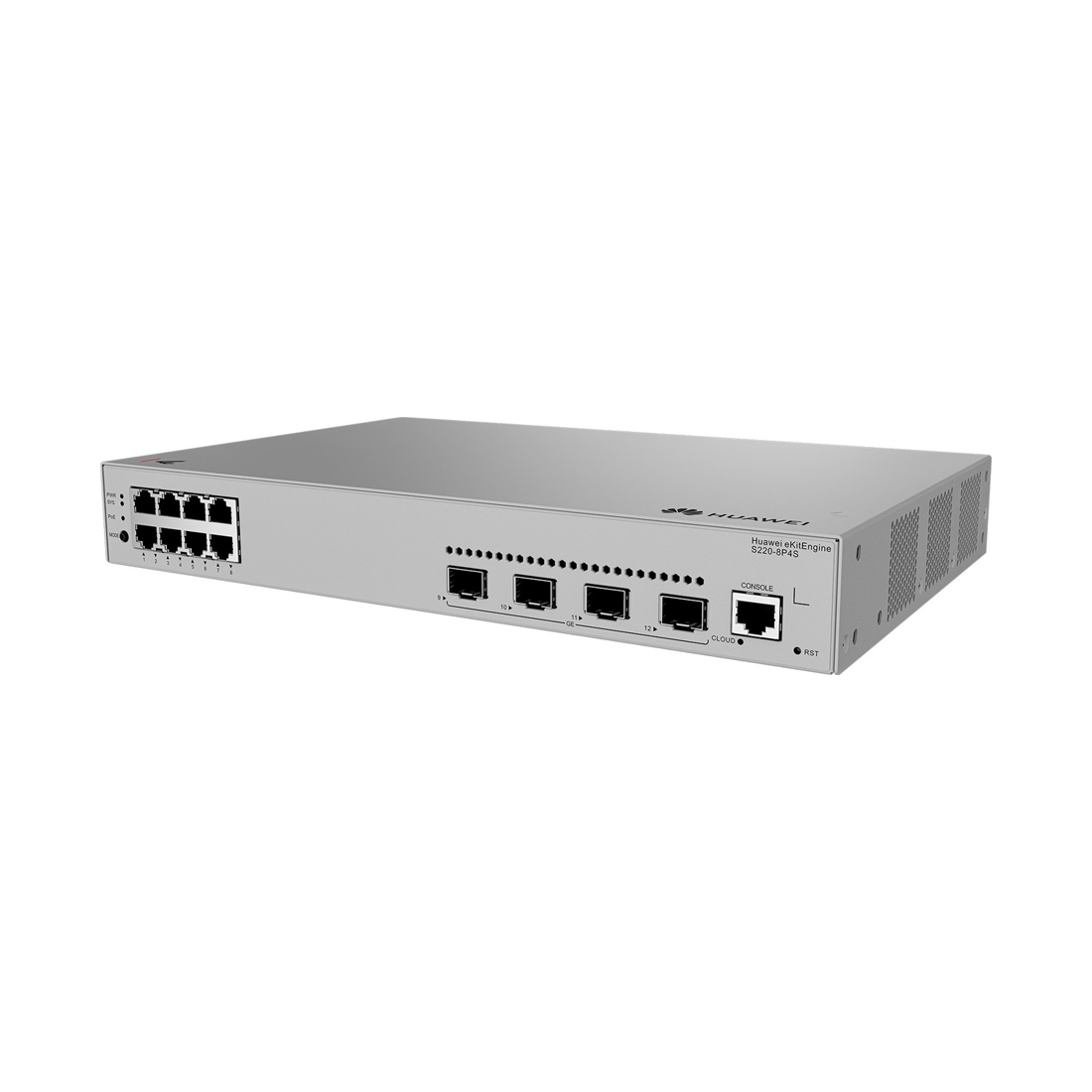 Коммутатор, Huawei, S220-8P4S, Управляемый L2, 8*10/100/1000BASE-T, PoE 802.3af/at, 125W, 4*GE SFP, Стоечный