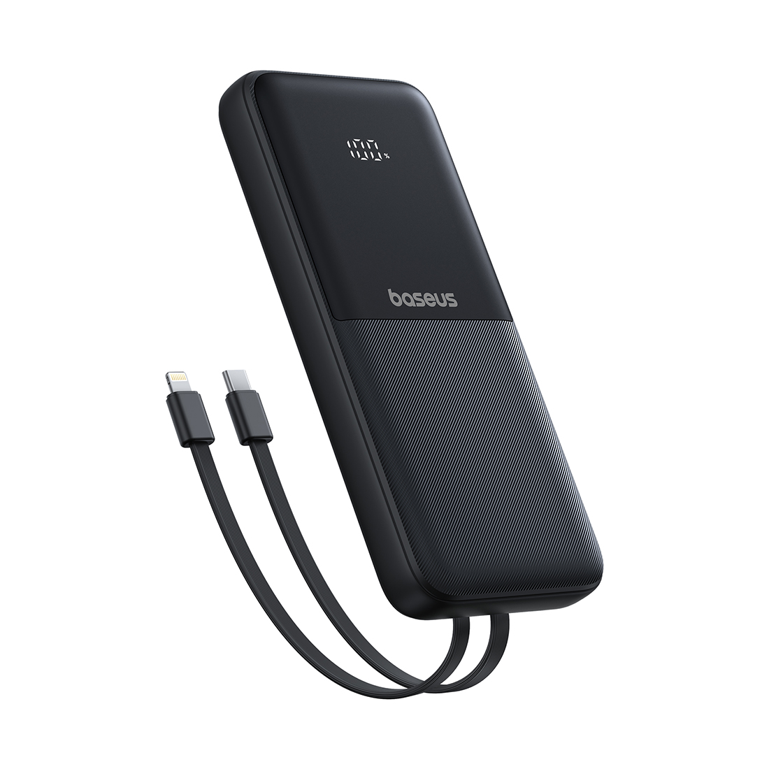 Портативный внешний аккумулятор, Baseus, Lipow Dual-Cable PPJP311, P10079101123-00, 10000 мА·ч, 22,5 Вт, USB-C, USB-A, Micro-USB, 2 Встроенных кабеля: USB-C и Lightning, До 4 устройств, Цифровой дисплей, PD, QC 3.0, SCP, Li-Pol, Черный