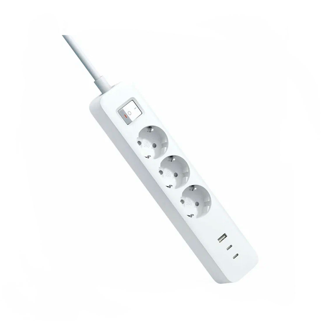 Удлинитель, Xiaomi, 20W Power Strip (2C1A) EU, BHR07UKEU/XMCXB01EU, Мощность зарядки до 20 Вт при использовании одного USB-C порта, Защита от перегрева и огня, Корпус изготовлен из огнестойкого материала, выдерживает тест "glow wire" при 750 °C., Белый
