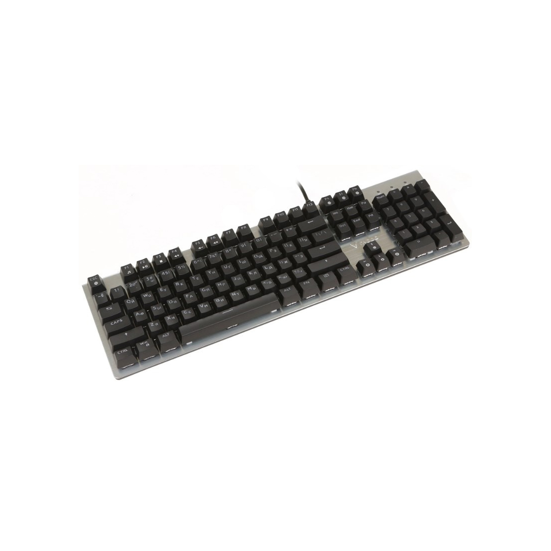 Клавиатура, Rapoo, V530, Игровая, USB, Кол-во стандартных клавиш 104, Длина кабеля 1,8 метра, Механический, Алюминий, Влагозащита, Оптический чувствительный переключатель, RGB, Анг/Рус, Черный