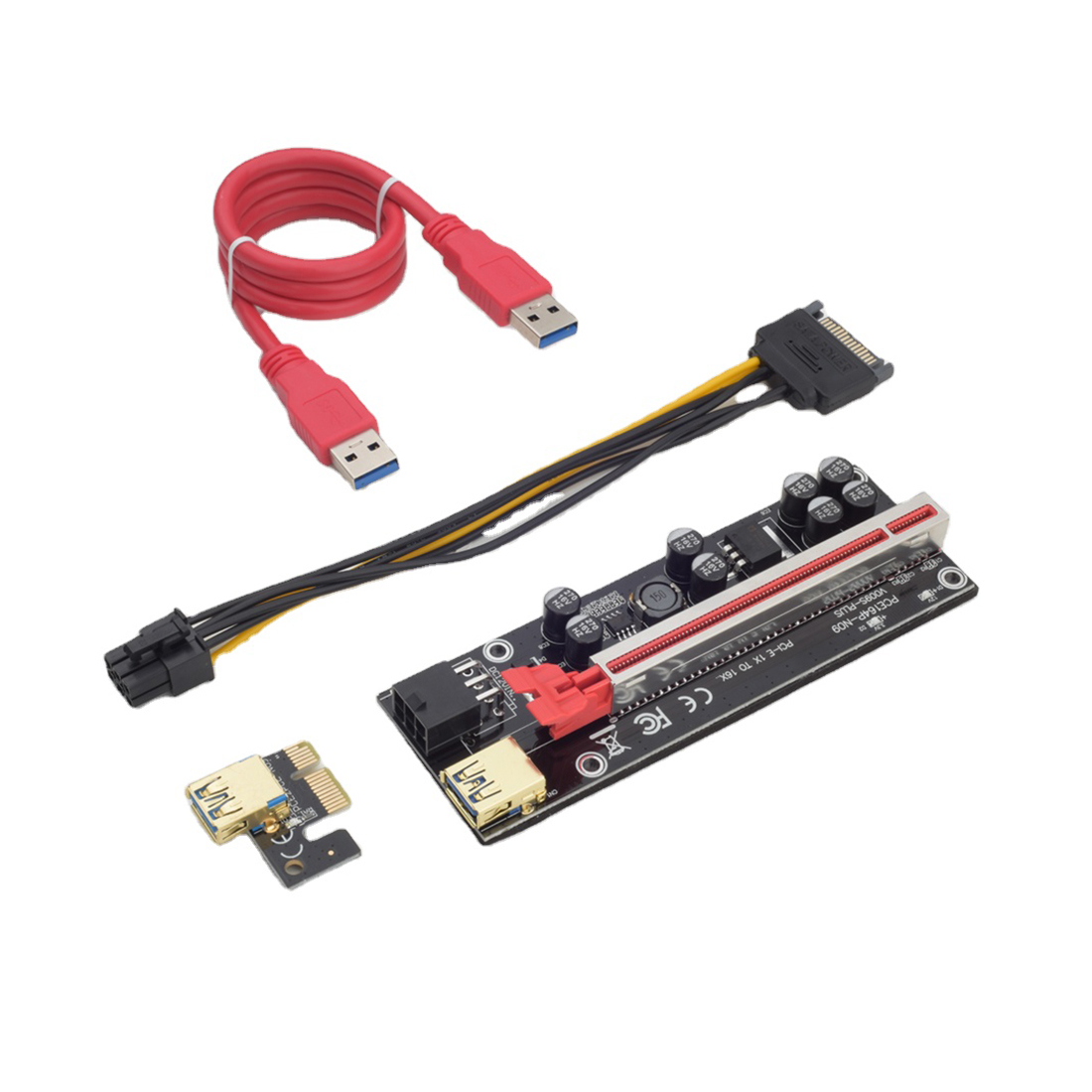 Плата расширения, X-Game, R-010s-009с plus, два 6-контактных и 4-контактный разъем, USB-кабель (60 см) красный, Вес 100 г/шт., Напряжение 3 В, 8 конденсаторов, Позолоченный USB, Прорезь для металлического щита, Лампы для скачек, Сумка на молнии из ПВХ