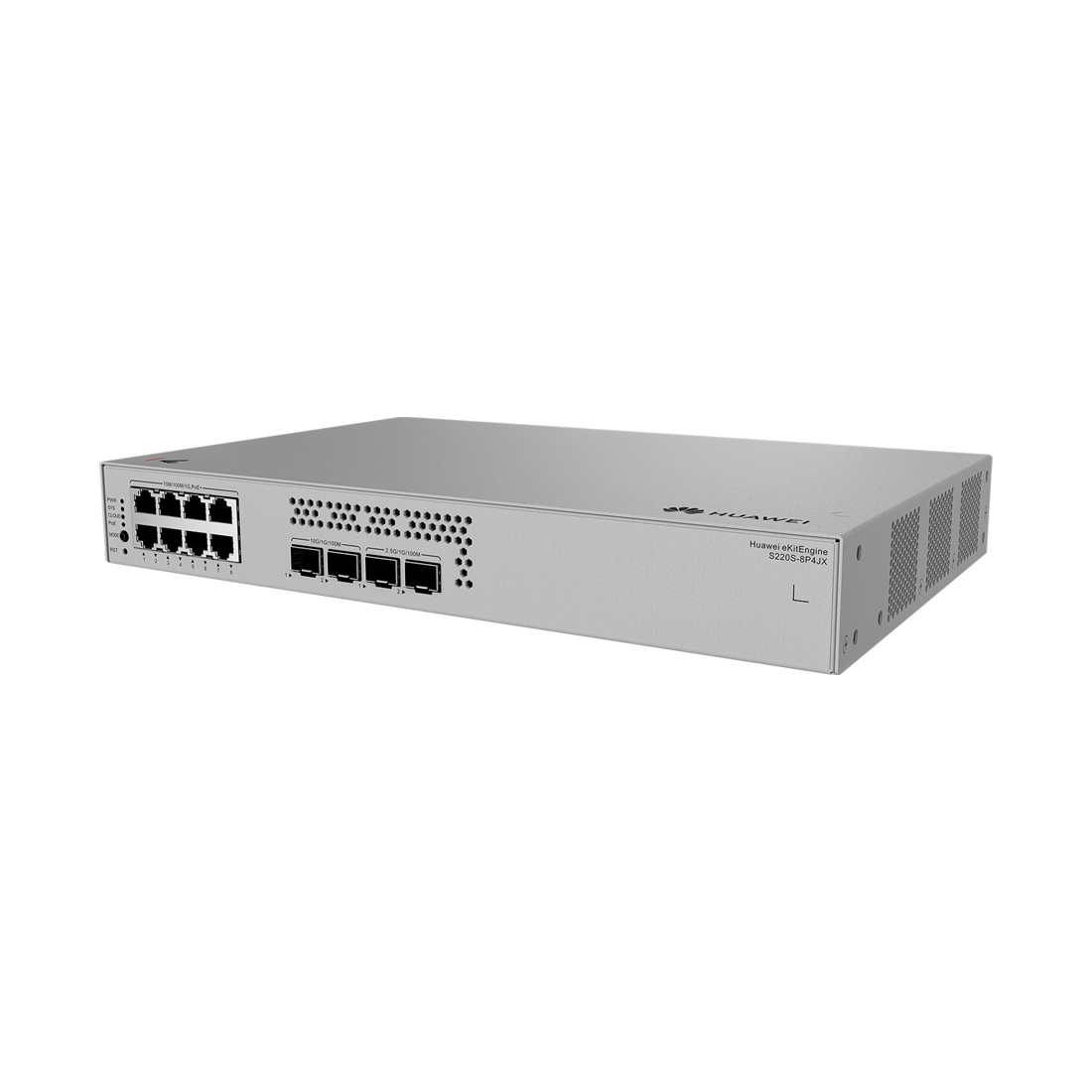 Коммутатор, Huawei, S220S-8P4JX, Управляемый L2, 8*10/100/1000BASE-T, PoE 802.3af/at, 128W, 2*10GE SFP+, 2*2.5GE SFP, Стоечный