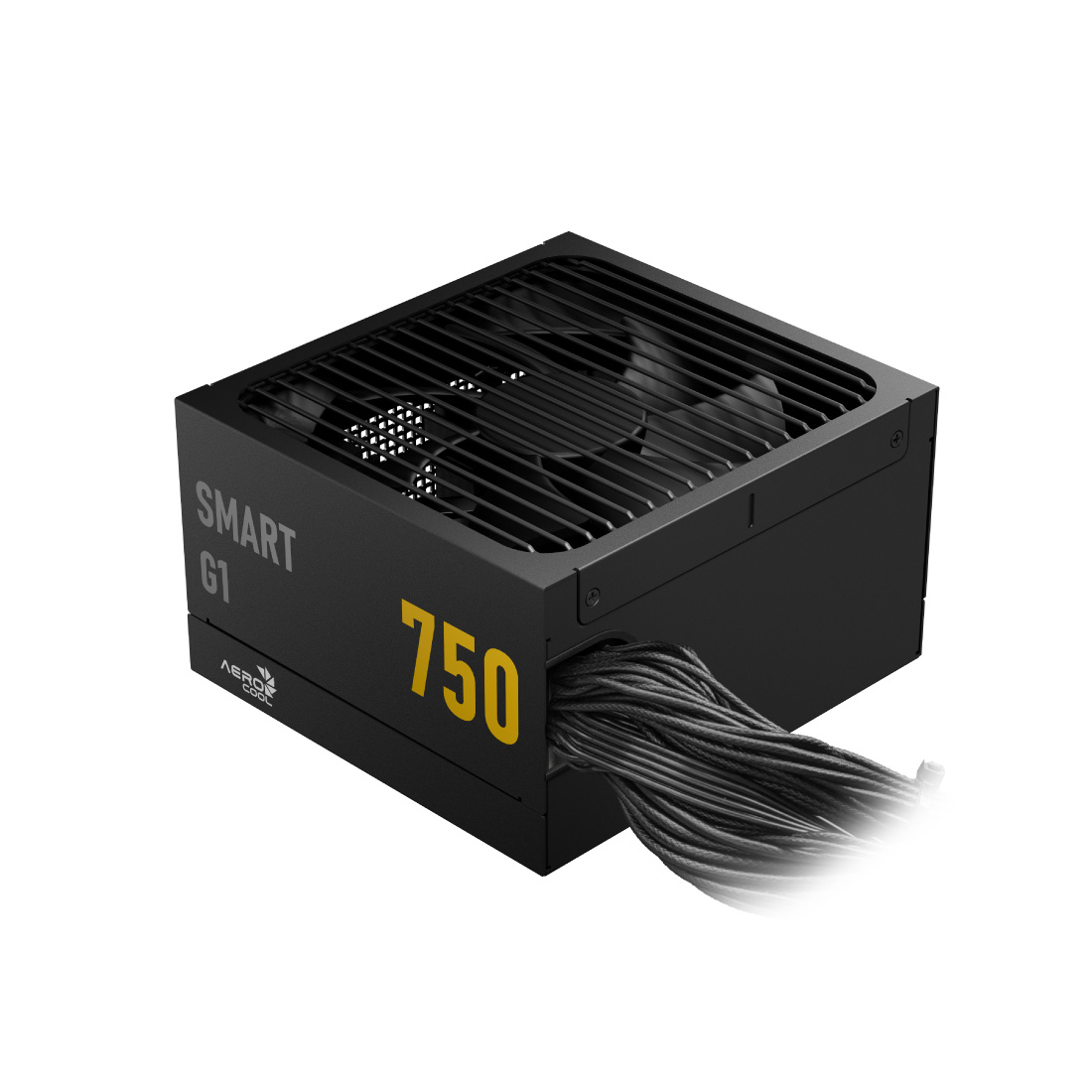 Блок питания, Aerocool, SMART G1, 750W, ATX 3.1, Gold, APFC, 20+4pin, 2*4+4pin, 8*Sata, 2*Molex, 3*PCI-E 6+2pin, 12V-2X6, Вентилятор 13,5 см, Кабель питания, Чёрный