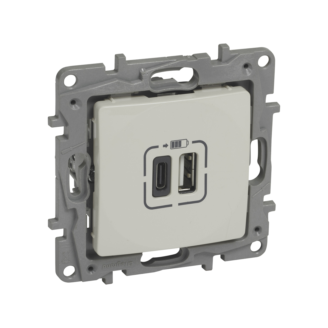 Розетка USB, Legrand Niloe, 764697, Тип А+C Слоновая кость