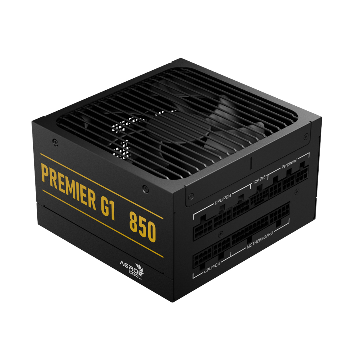 Блок питания, Aerocool, PREMIER G1, 850W, ATX 3.1, Gold, APFC, 20+4pin, 2*4+4pin, 8*Sata, 2*Molex, 3*PCI-E 6+2pin, 12V-2X6, Модульный, Вентилятор 13,5 см, Кабель питания, Чёрный