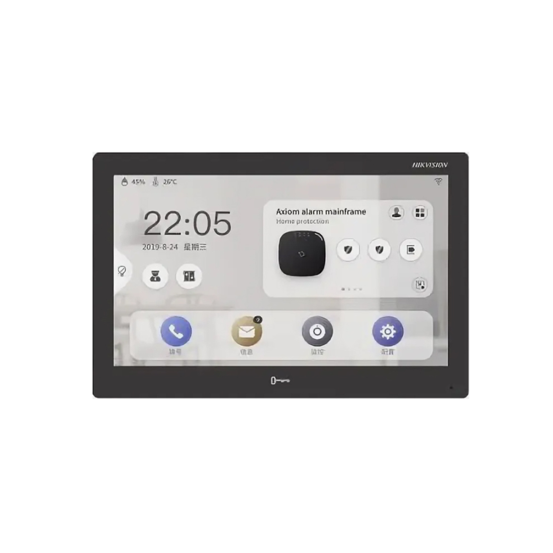 Монитор домофона, Hikvision, DS-KH9510-WTE1(B)(Black), 10.1-дюймовый сенсорный экран, Android, встроеный микрофон и динамик, шумоподавление, от -10 °C до 50 °C, Wi-Fi 2.4 GHz, 12V DC, PoE