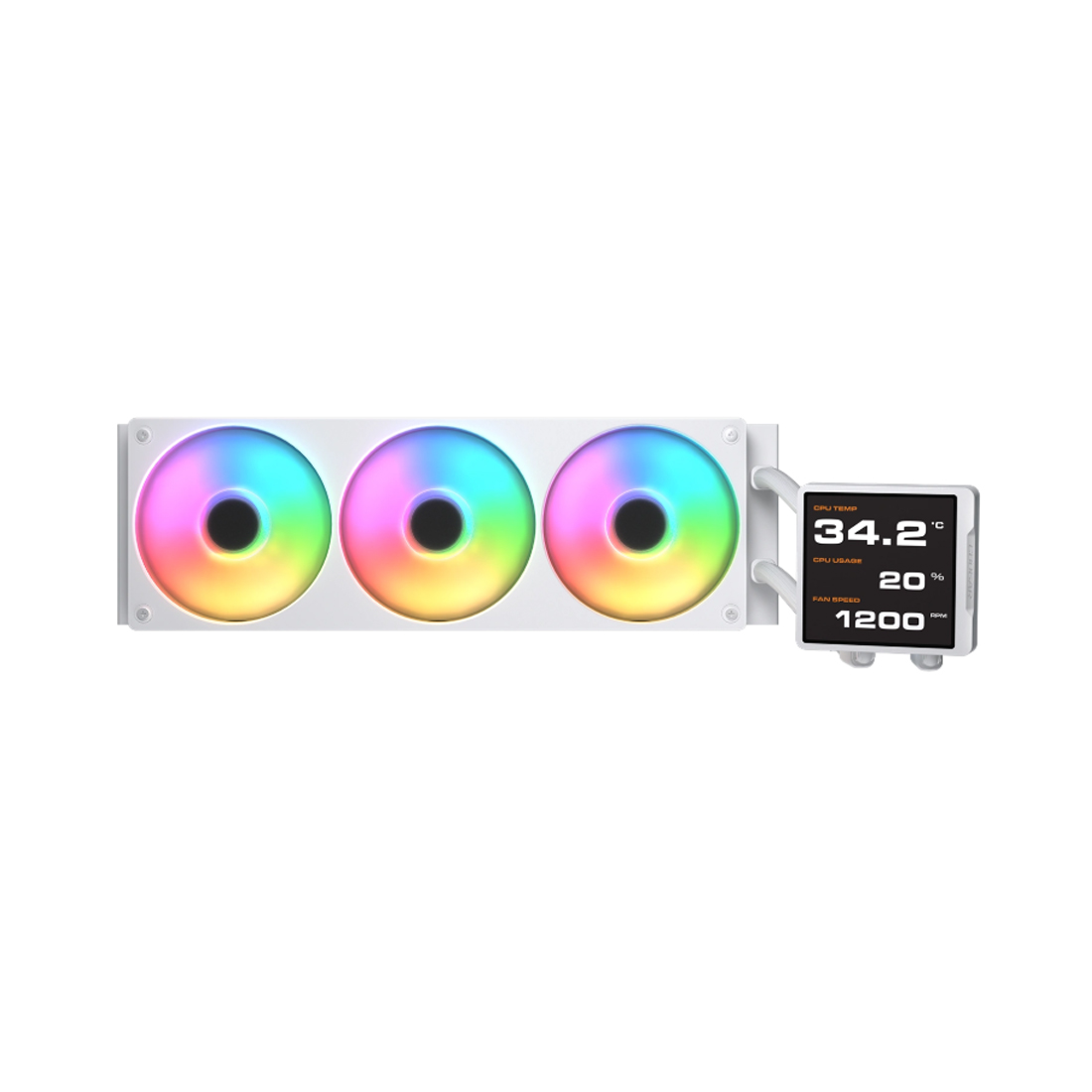 Кулер с водяным охлаждением, Cougar, Poseidon Vistek Pro ARGB 360 WH, Intel 1851/1700/1200/115х и AMD AM5/AM4, 3*120мм Unity ARGB, 700-2500 RPM±10%, 78,2CFM, 38 dB(A), Белый