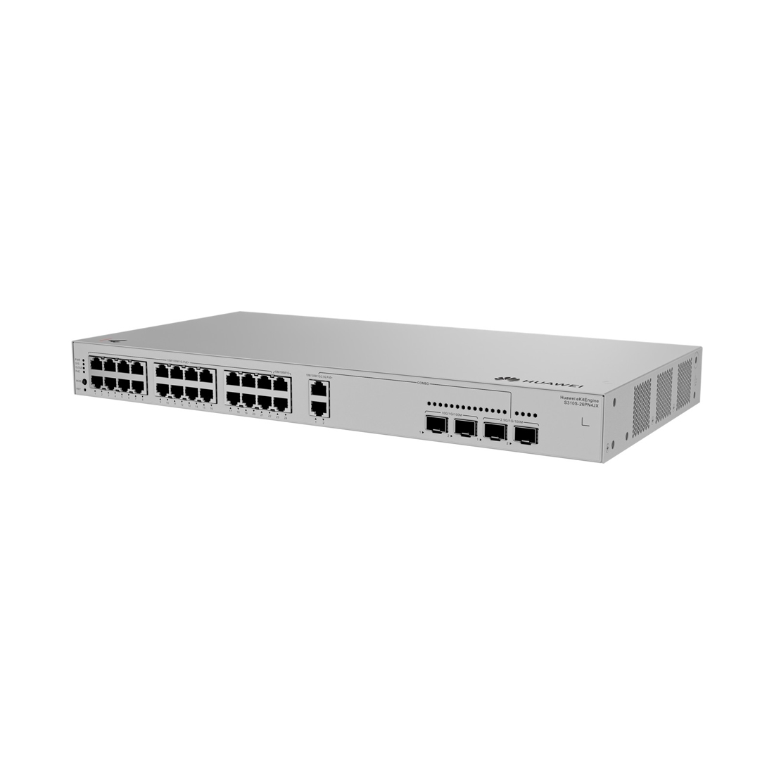 Коммутатор, Huawei, S310S-26PN4JX, Управляемый L2+, 22*10/100/1000BASE-T (PoE), 2*10/100/1000/2.5GBASE-T (PoE) Combo (RJ45/2.5GSFP), 2*10/100/1000BASE-T, 2 x 10GE SFP+, PoE 802.3af/at, 400W, Стоечный