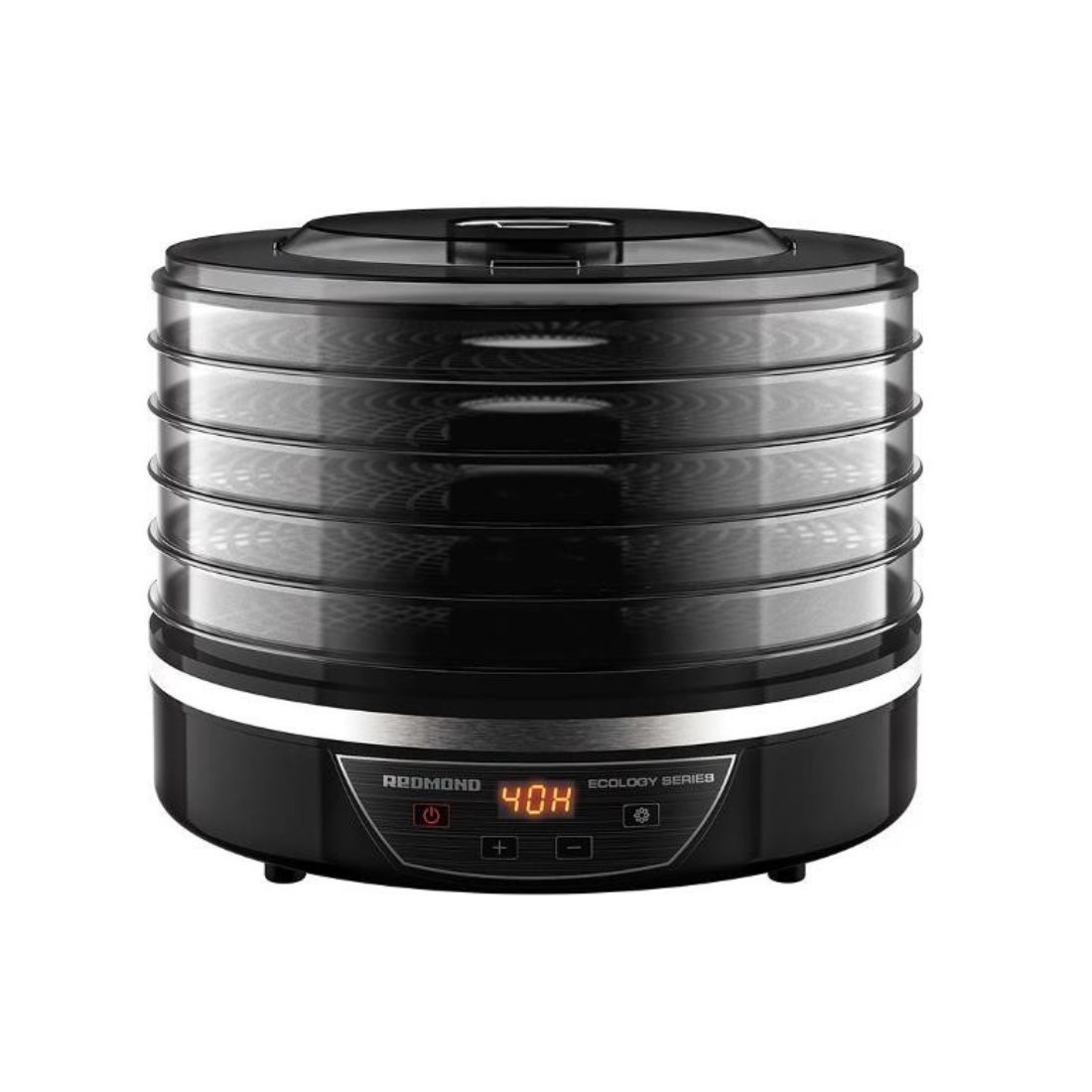 Сушилка для овощей и фруктов, Redmond, FD1102, Конвективная, 500W, Пластик, 5 съемных поддонов, Таймер, Установка времени, Приготовление пастилы, Черный