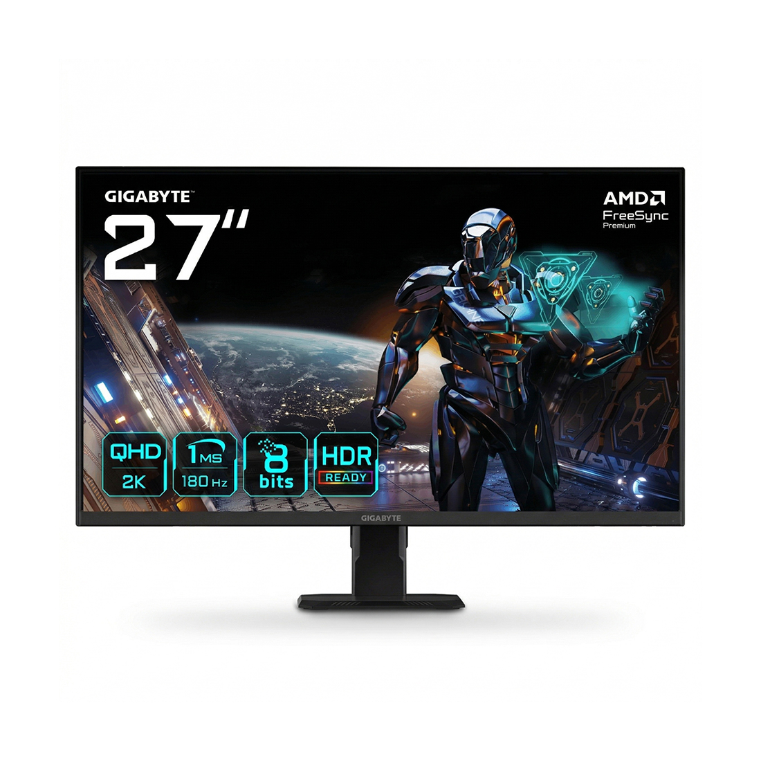 Монитор, Gigabyte, GS27QA EU, 27", 2560x1440, IPS, 180 Гц, 16:9, 300 кд/м2, 1000:1, 1 мс, 16.7 млн., 178/178, HDMI*2, DP*1, Аудиопорт*1, встроенный БП, VESA 100*100 мм, Регулировка наклона, кабель DP в комплекте, Чёрный