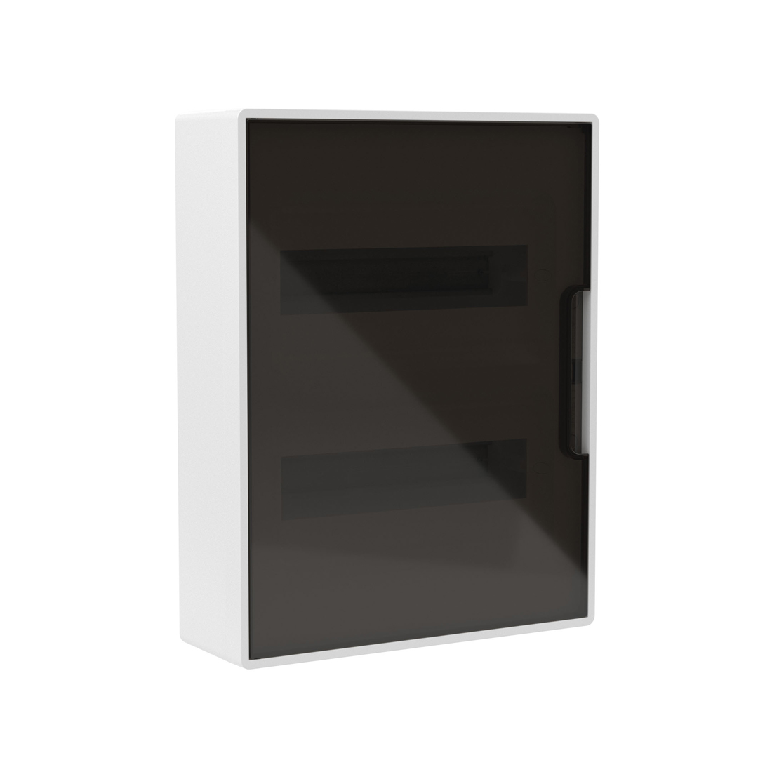 Щиток настенный FRAME белый, DKC, F24W1WD, 24 модуля с тонированной дверцей 4 PEN (2шт на 8 отв. и 2шт на 6 отв)
