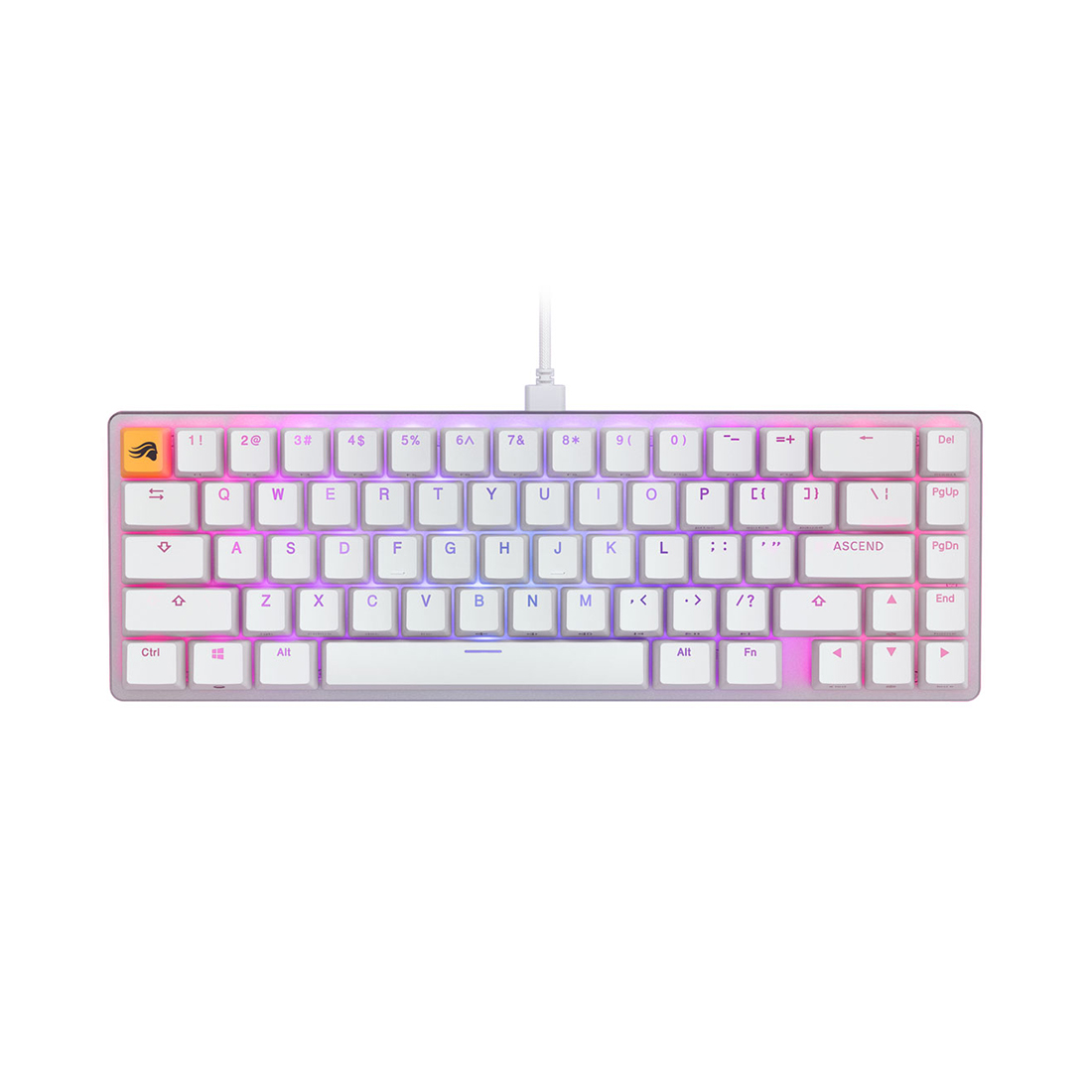 Клавиатура, Glorious, GMMK2 Compact, GLO-GMMK2-65-FOX-W, Игровая, Механические переключатели, Glorious Fox Linear Switches, RGB подсветка, Белый