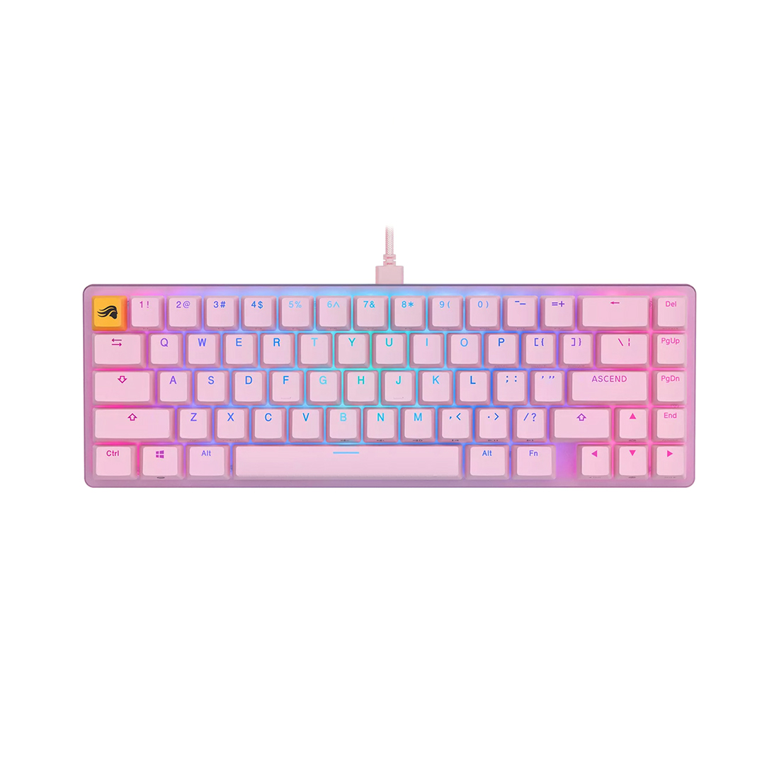 Клавиатура, Glorious, GMMK2 Compact, GLO-GMMK2-65-FOX-P, Игровая, Механические переключатели, Glorious Fox Linear Switches, RGB подсветка, Розовый