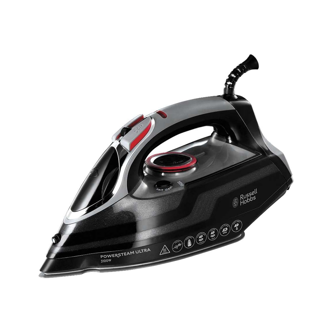 Утюг, Russell Hobbs, 20630-56, Мощность 3100W, Паровой удар 210 г/мин, Постоянная подача пара 45 г/мин, Объем резервуара для воды 350ml, Автоотключение, Вертикальное отпаривание, Самоочистка от накипи, Черный