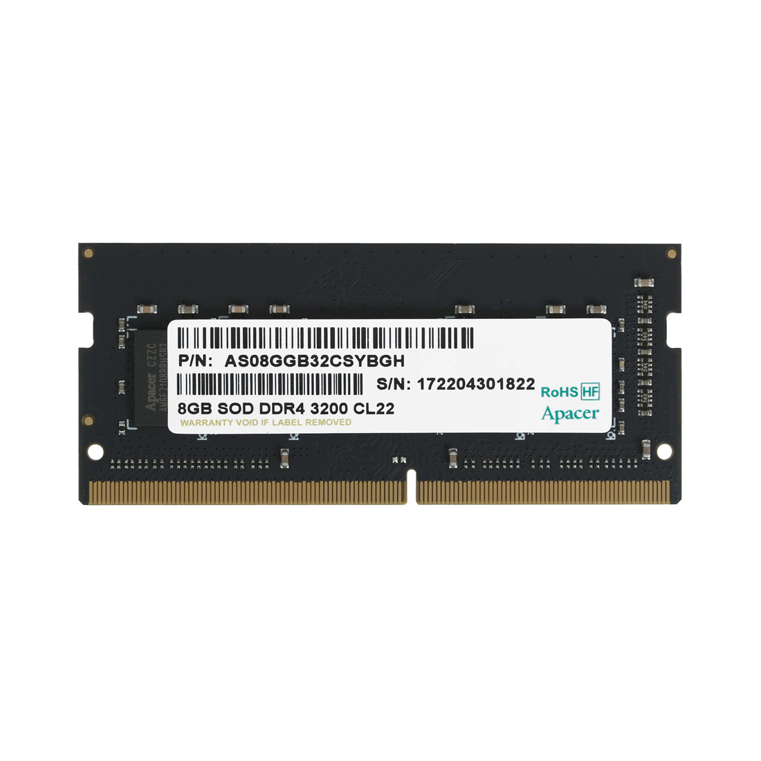 Модуль памяти для ноутбука, Apacer, ES.08G21.GSH, DDR4, 8GB, SO-DIMM, <PC4-25600/3200MHz>
