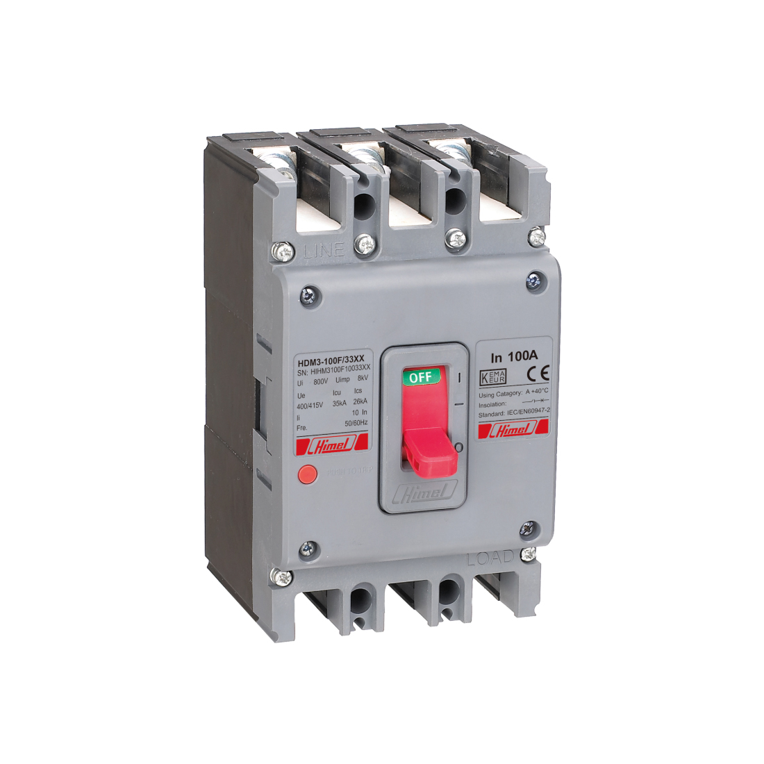 Автоматический выключатель, Himel, HDM3100S8033XX, HDM3 100S/3P 80А