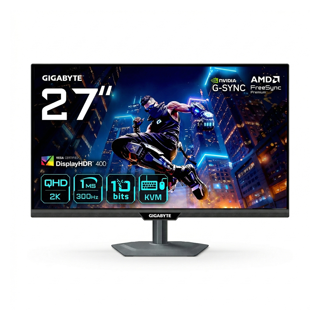 Монитор, Gigabyte, M27Q3, 27", 2560x1440, IPS, 300 Гц/OC 320 Гц, 16:9, 400 кд/м2, 1000:1, 1 мс, 16.7 млн., 178/178, HDMI*2, DP*1, USB 3.0*2, USB-C*1, Аудиопорт*1, VESA 100*100 мм, Регулировка наклона, кабели HDMI/DP/USB в комплекте, Чёрный
