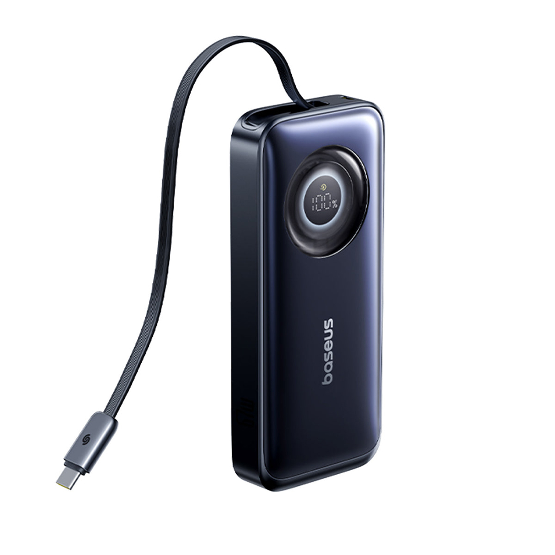 Портативный внешний аккумулятор, Baseus, EnerCore CR11, E0027H00, 20000 мА·ч, 67 Вт, 2USB-C, Встроенный выдвижной кабель USB-C 0,7 м, Вход 45 Вт, Цифровой дисплей, PD, PPS, QC, Зарядка ноутбуков, 145  69  28 мм, 394 г, Черный