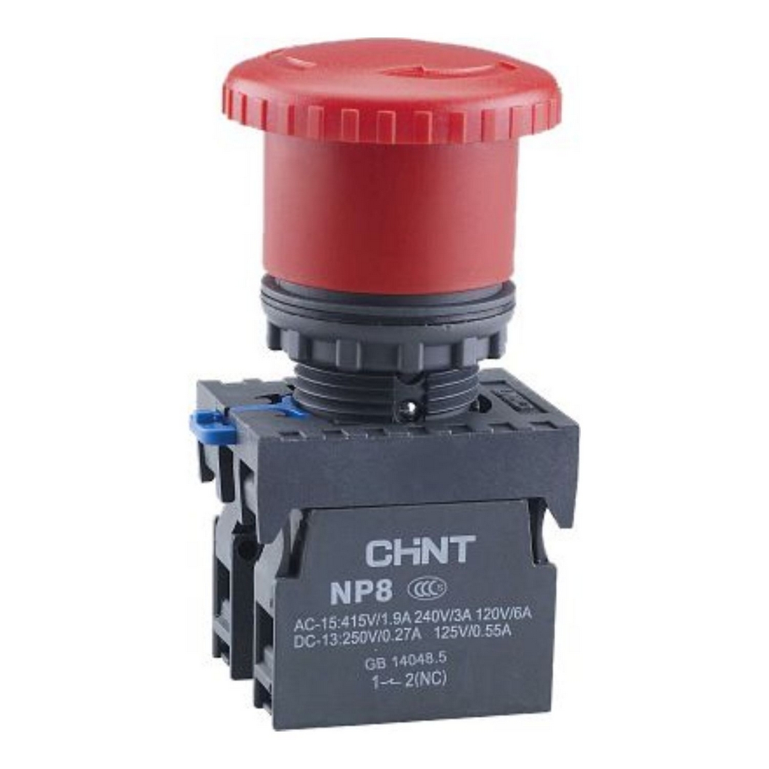 Кнопка управления CHINT "Грибок" 40мм с фиксацией NP8-11ZS/14 красная 1НО+1НЗ IP65 667129