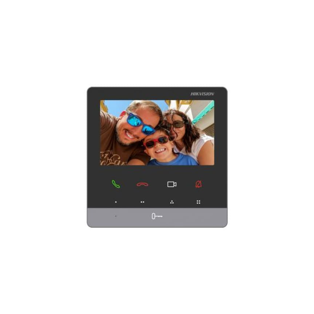 Монитор домофона, Hikvision, DS-KH6100-E1, 4,3-дюймовый экран с сенсорными кнопоками, Linux, встроеный микрофон и динамик, шумоподавление, от -10 °C до 50 °C, 12V DC, PoE