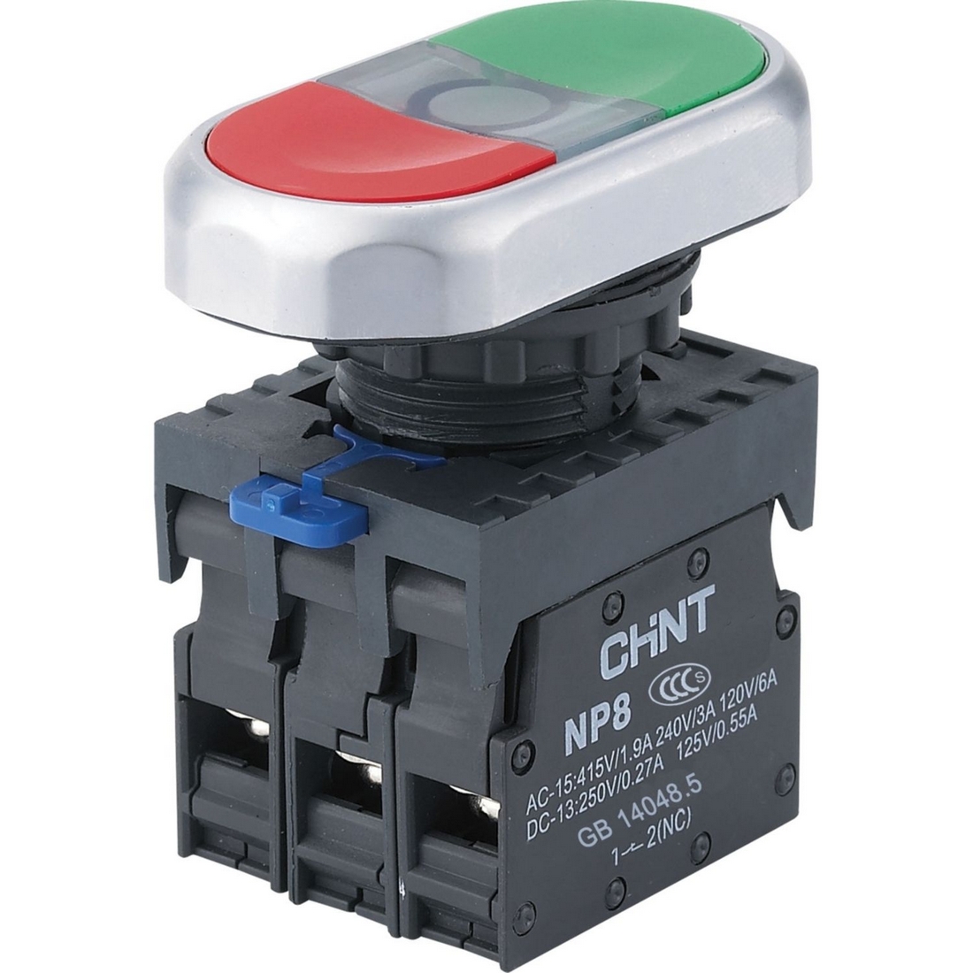 Двойная кнопка CHINT 667174 NP8-11SD 1НО+1НЗ красная AC110В-220В (LED) IP65