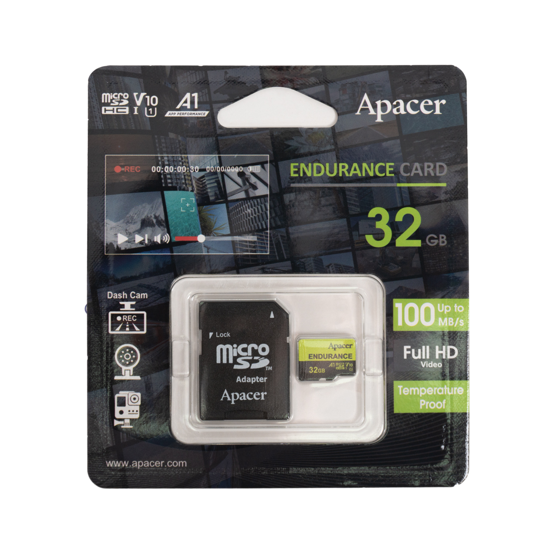 Карта памяти Apacer AP32GEDM0D05-R MicroSDHC 32GB с адаптером SD