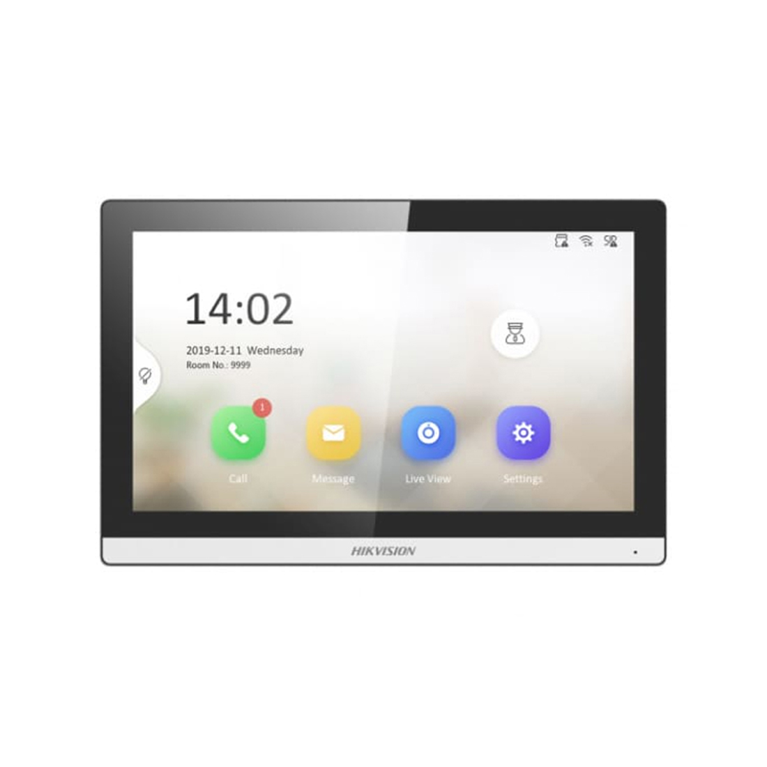 Монитор домофона, Hikvision, DS-KH6350-WTE1 7", 7-дюймовый сенсорный TFT-экран с разрешением 1024 600, Linux, Wi-Fi 2,4 ГГц, -10 °C до 50 °C