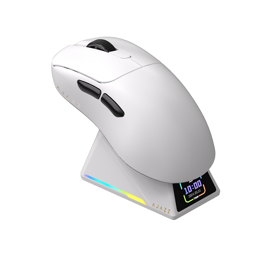 Компьютерная мышь, Ajazz, AJ179/APEX/White, AJ179 APEX, Оптическая, Сенсор Ajazz PAW3950APEX, до 42000 DPI, Беспроводная, USB, 2,4 ГГц, Bluetooth, Белый