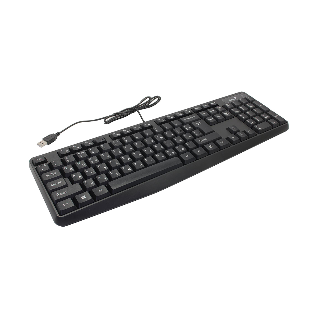 Клавиатура, Genius, Smart KB-117, USB, Длина кабеля 1.4 метра, Англ/ Рус, 44.3 х 3.3 х 13.7 см , Влагозащита, Пластик, Черный
