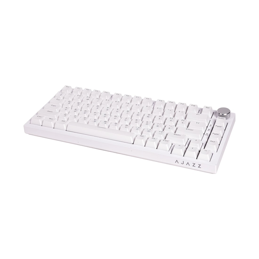 Клавиатура, Ajazz, AK820/Blue/White, AK820, Игровая, Механическая, 75%, Blue Switches, Проводная, USB, Подсветка голубая, Анг/Рус, Белый