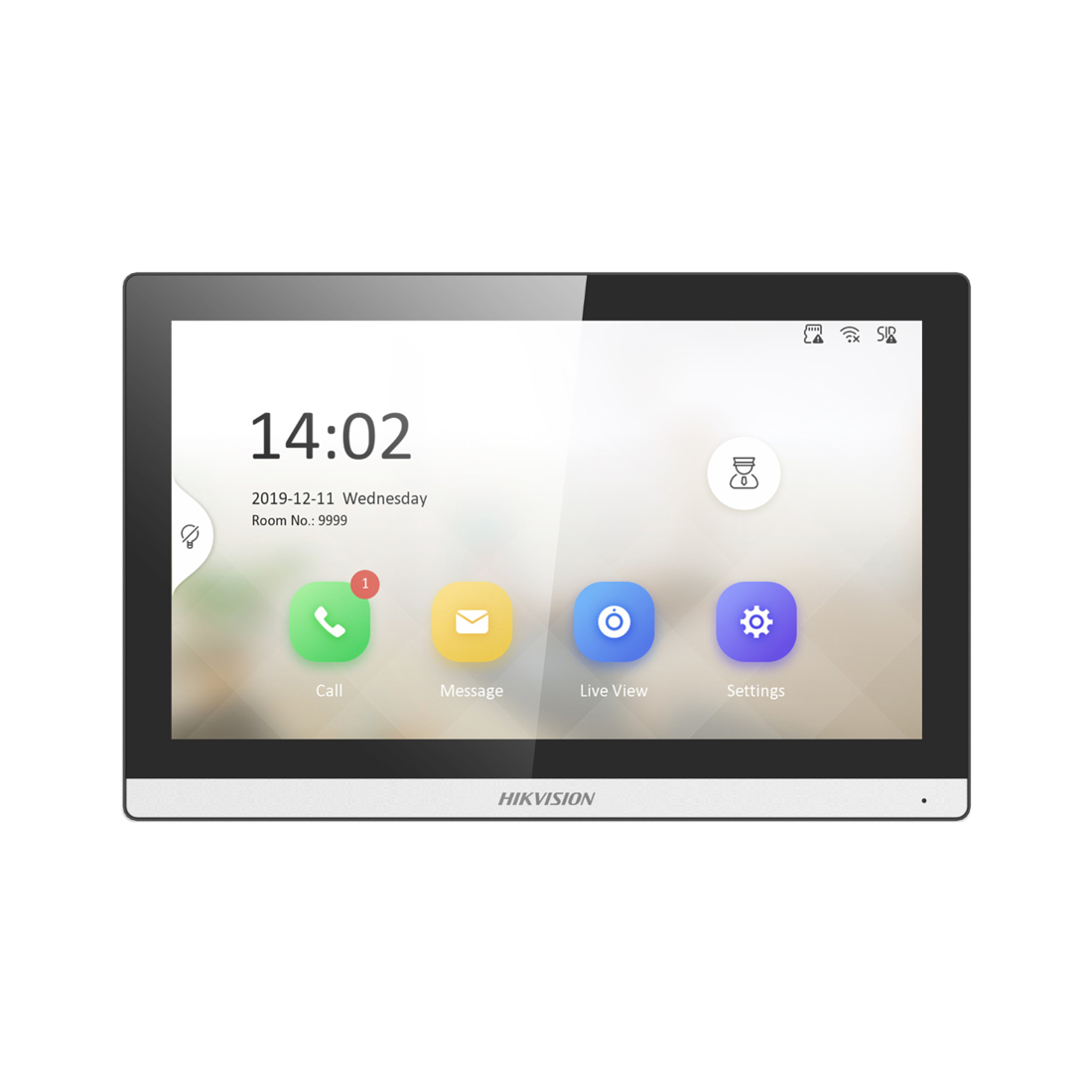 Монитор домофона, Hikvision, DS-KH6350-TE1 7", 7-дюймовый сенсорный TFT-экран с разрешением 1024  600, Linux, 10 °C до 50 °C,