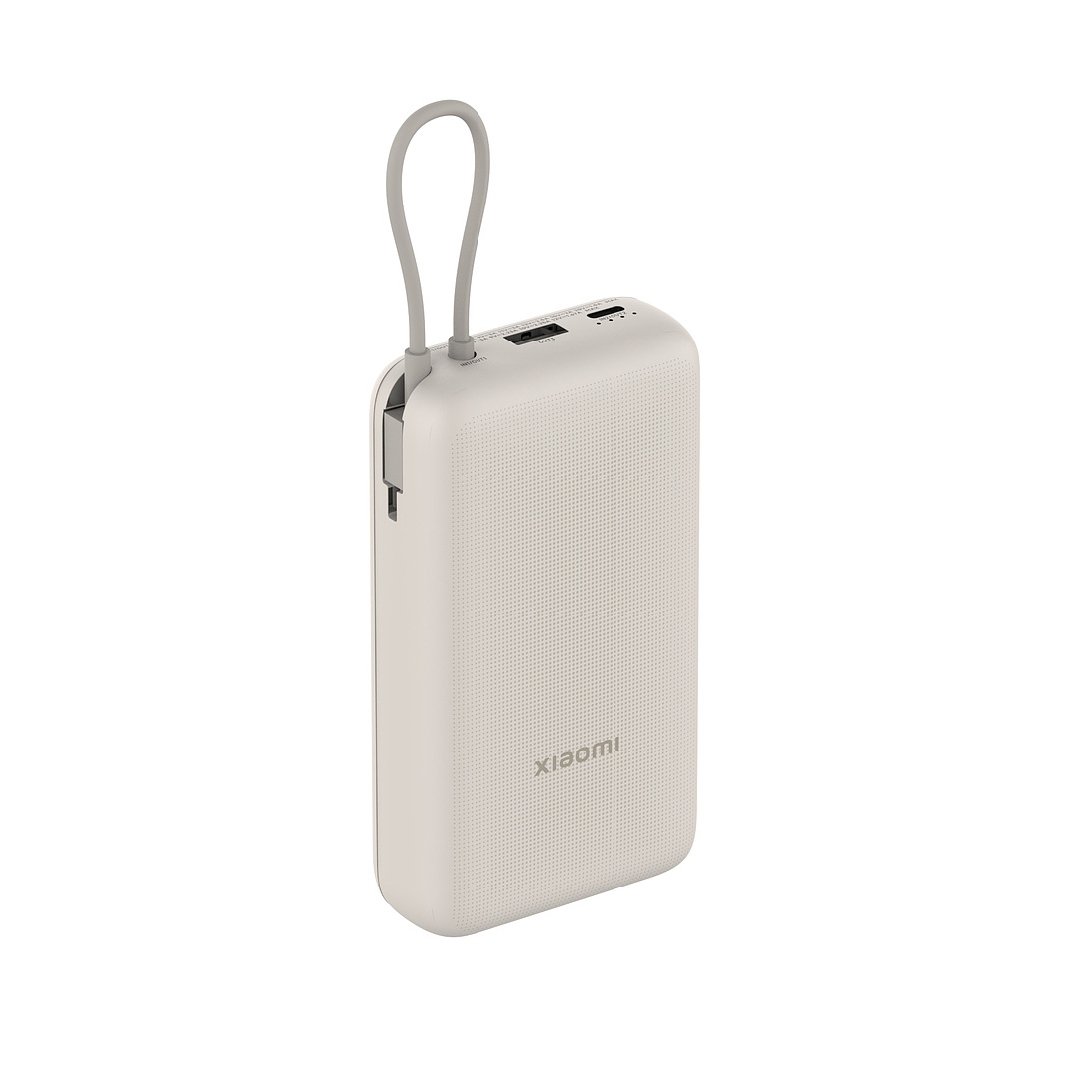 Портативный внешний аккумулятор, Xiaomi, 33W Power Bank 20000mAh (Integrated Cable) Tan GL, PB2030MI/BHR8851GL, Номинальная мощность аккумулятора 74 Втч (7,4 В 10000 мАч), Номинальная емкость 12000mAh (5V/3A), Входной порт USB-C, Выходной порт USB-C®/кабель USB-C /USB-A, Размер продукта 127 x 70,5 x 30,5 мм, Кабель встроенный, Бежевый