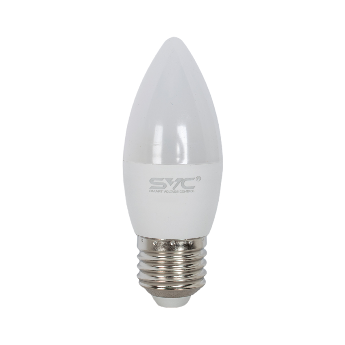 Лампа светодиодная, SVC, LED C35-7W-E27-6500K, Свеча, Мощность 7Вт, Тип колбы C35, Цвет. температура 6500K, Цоколь E27, Холодный