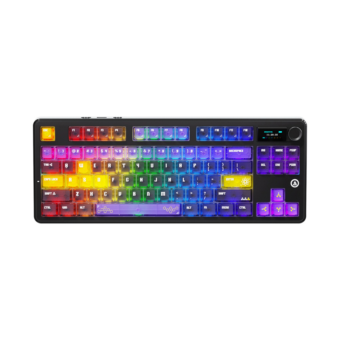 Клавиатура, Ajazz, MK87Pro/Litchi/YP, MK87 Pro, Игровая, Механическая, TKL, Litchi Switches, Бесроводная, USB, 2,4 ГГц, Bluetooth, Подсветка RGB, Анг/Рус, Фиолетовый