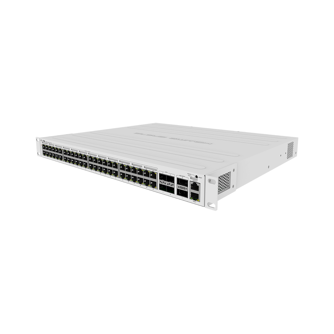 Коммутатор, MikroTik, CRS354-48P-4S+2Q+RM, Cloud Router Switch , 48 портов 10/100/1000M, Ether1-Ether48 PoE 802.3af/at (700W), 4 порта SFP+, 2 порта 40G QSFP+, RouterOS (5) / SwitchOS, -20°C to 60°C, стоечный 1U