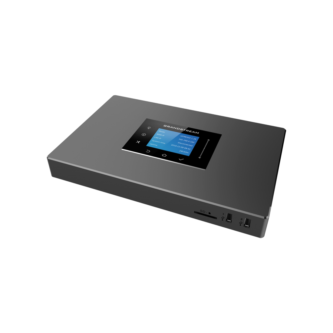 IP-АТС, Grandstream, UCM6304A, 4 RJ11 FXS, 4 RJ11 FXO, 2x GbE PoE LAN/WAN, 1 порт горячего резервирования, 1000 пользователей SIP, 120 одновременных вызовов, UCM RC, блок питания 12 В/2 А