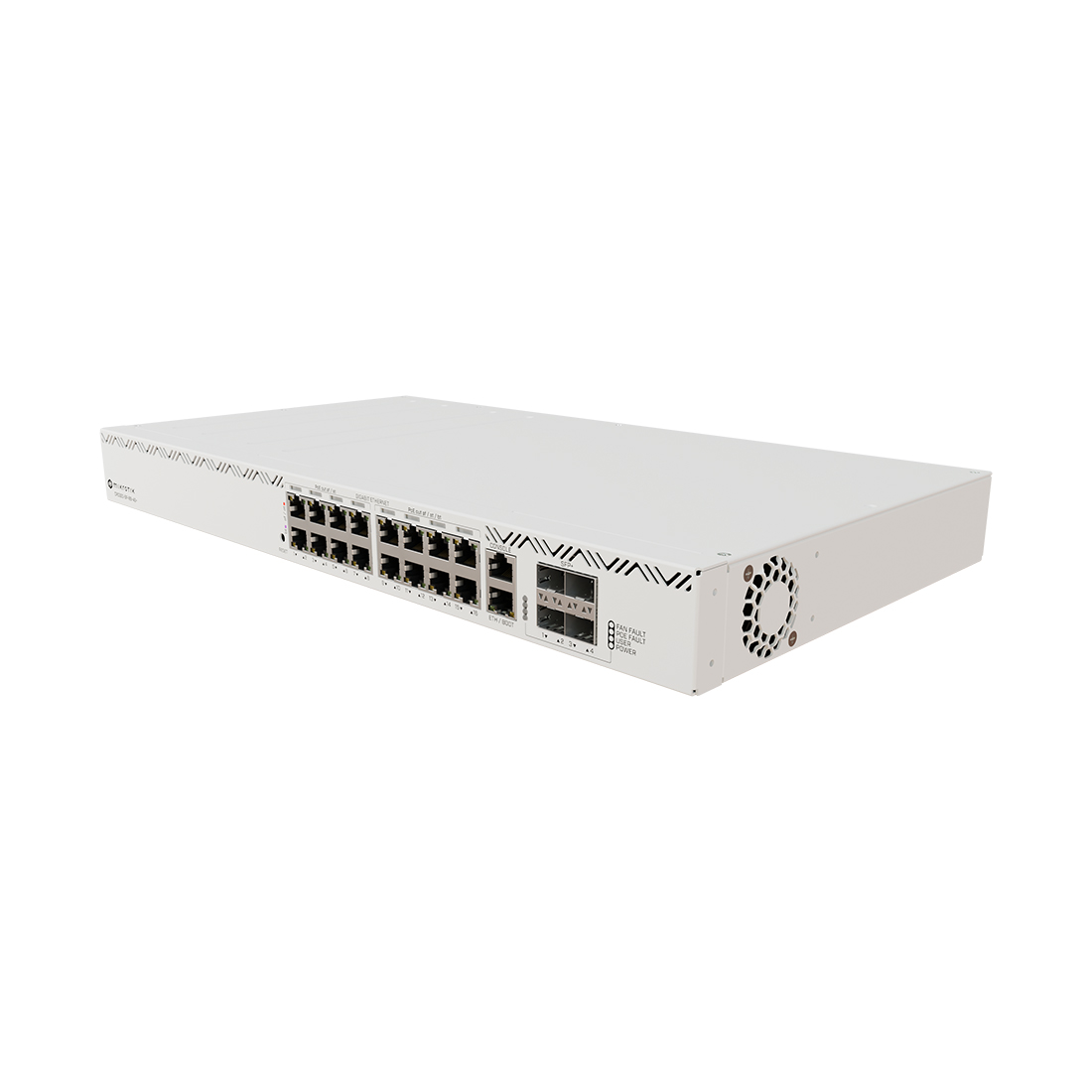Коммутатор, MikroTik, CRS320-8P-8B-4S+RM, Cloud Router Switch, 17 портов 10/100/1000M, 4 порта SFP+, (802.3af/at/bt порт 1-16 PoE-out, 960W), RouterOS v7, -10°С до 50°С, стоечный