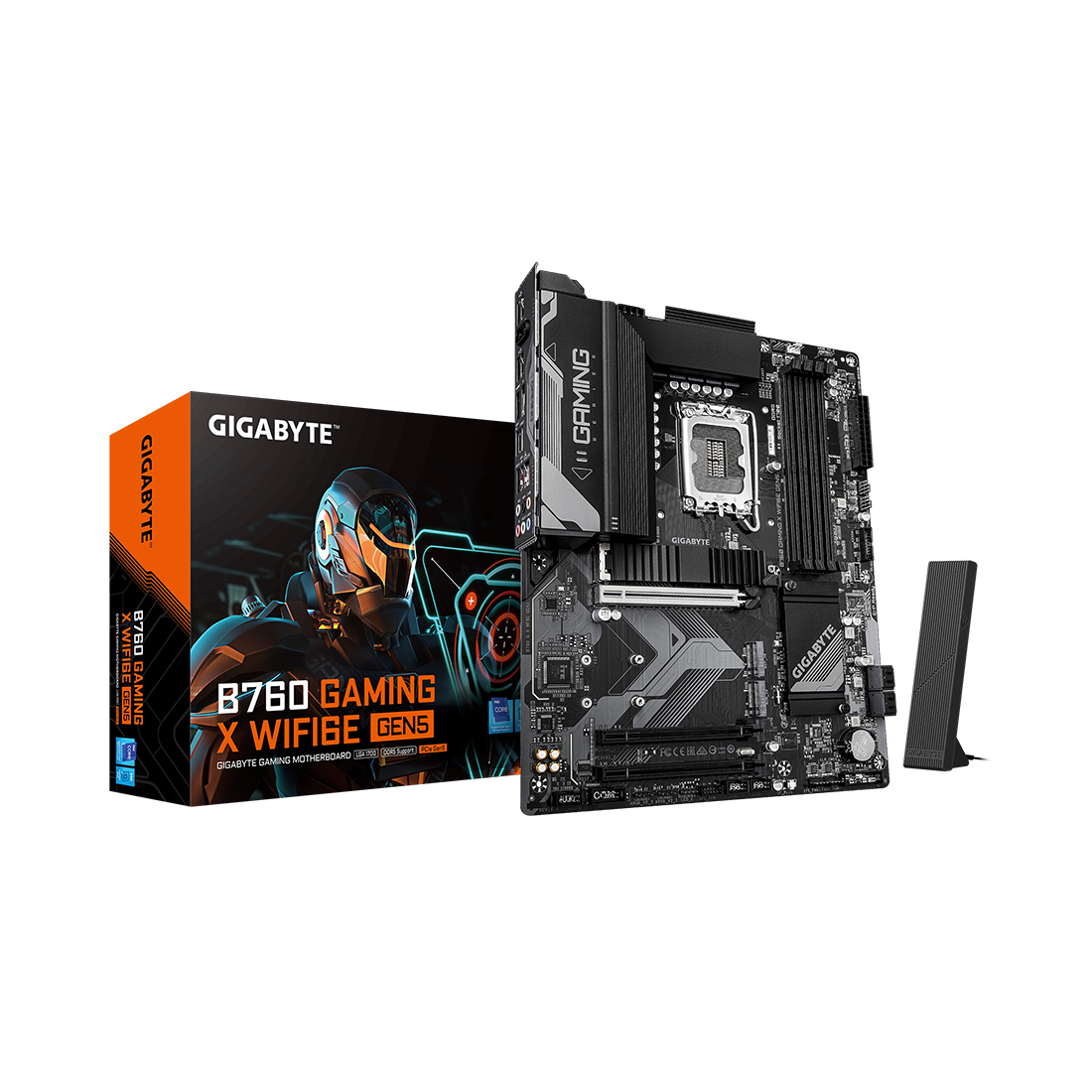 Материнская плата, Gigabyte, B760 GAMING X WIFI6E GEN5 (4719331871673), LGA1700, iB760, 4xDDR5 4000/4800/7600(OC), 4xSATA3, Raid, 3xM.2 (PCI-E 4.0x4/x2), 1хDP, 1xHDMI, 3xPCI-Ex16, WiFi, ATX