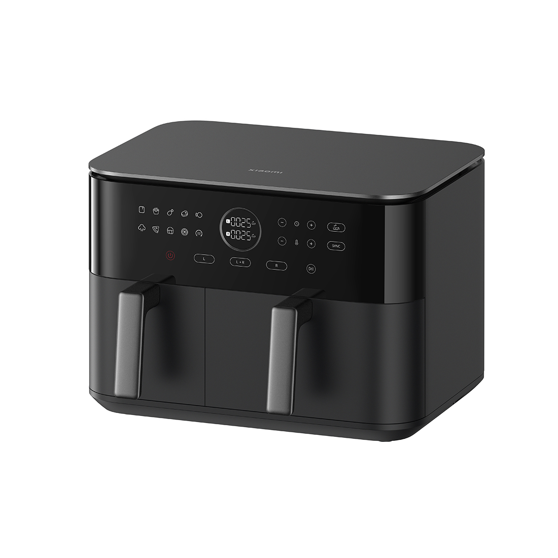 Аэрогриль, Xiaomi, Dual Zone Air Fryer 10L (MAF-D1001 /BHR07SGEU), Объем чаши 10 л (3.5 левая часть, 6.5 правая часть), Мощность 2700 Вт (1150 левая часть, 1450 правая часть), Диапазон температуры 40°-230°, Конвекционный нагрев на 360, OLED дисплей, Поддержание температуры, Управление через приложение, Черный