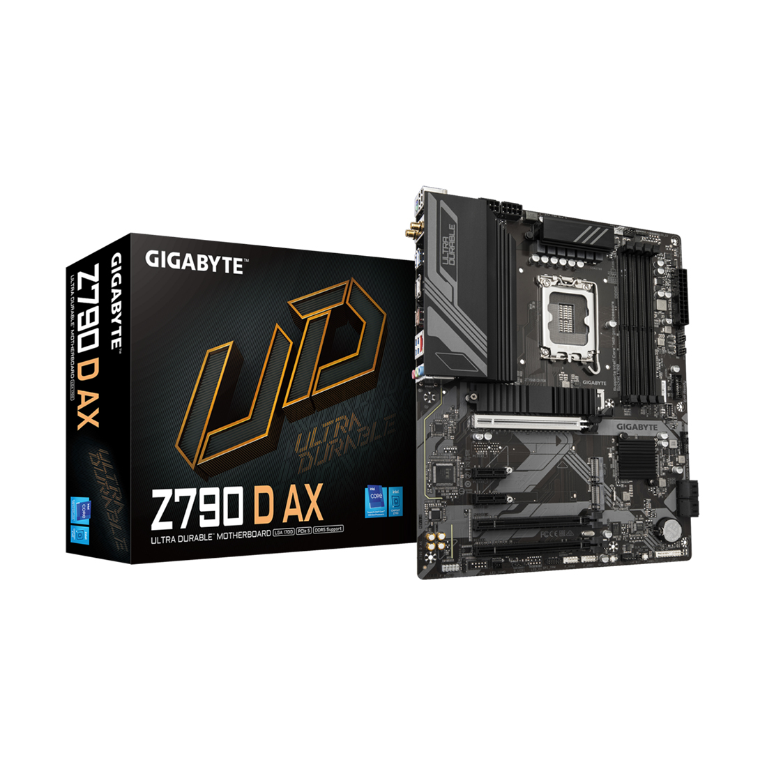 Материнская плата, Gigabyte, Z790 D AX (4719331860592), LGA1700, iZ790, 4xDDR5 7600(OC)/5600/5400/5200/4800/4400, 4xSATA3, 3xM.2 (2*PCI-E 4.0x4/x2, 1*PCI-E 4.0x4/x2 и SATA), Raid, 1хDP, 1xHDMI, 3xPCI-Ex16, 2xPCI-Ex1, WiFi, ATX
