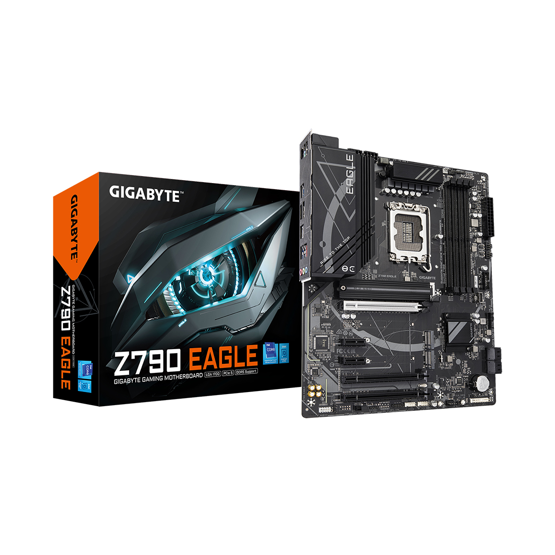 Материнская плата, Gigabyte, Z790 EAGLE (4719331860981), LGA1700, iZ790, 4xDDR5 7600(OC)/5600/5400/5200/4800/4400, 4xSATA3, 3xM.2 (2*PCI-E 4.0x4/x2, 1*PCI-E 4.0x4/x2 и SATA), Raid, 1хDP, 1xHDMI, 2xPCI-Ex16, 2xPCI-Ex1, ATX