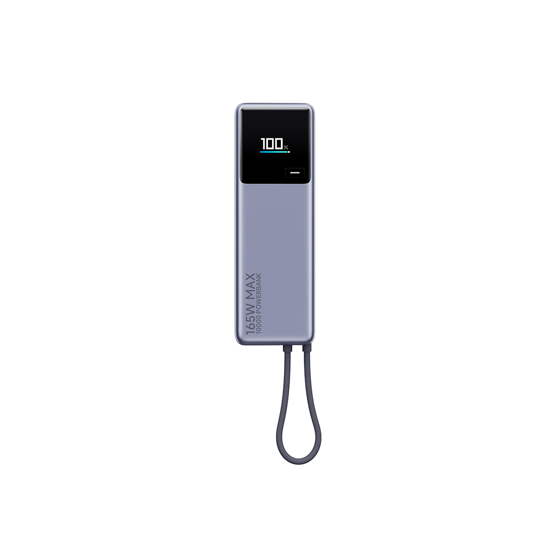 Портативный внешний аккумулятор, Xiaomi, 165W Power Bank 10000mAh (Integrated Cable) GL, PB1165MI/BHR9361GL, Мощность до 165W, Быстрая зарядка, Встроенный дисплей, Встроенный USB Type-C кабель с максимальной мощностью 120 Вт, Входной интерфейс USB-C (IN1/IN2) с кабелем, Выходной интерфейс USB-C (OUT1/OUT2) с кабелем, Размер продукта 143  48  36 мм, Серый