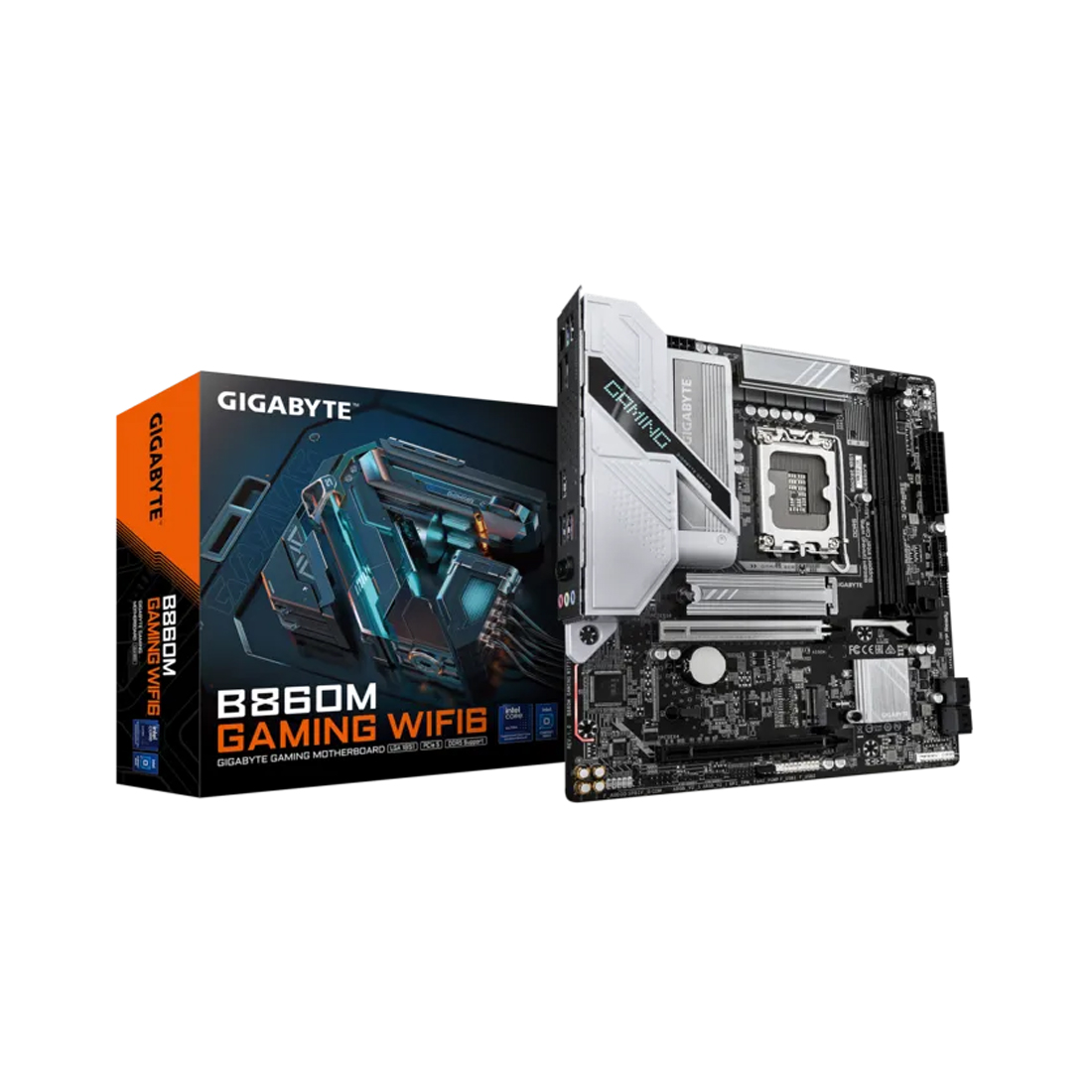Материнская плата, Gigabyte, B860M GAMING WIFI6 (4719331866891), LGA1851, iB860, 2xDDR5 5600/6400/9066(OC), 4xSATA3, Raid, 2xM.2 (1*PCI-E 4.0x4/x2. 1*PCI-E 5.0x4/x2), 1хDP, 1xHDMI, 2xPCI-Ex16, WiFi, mATX