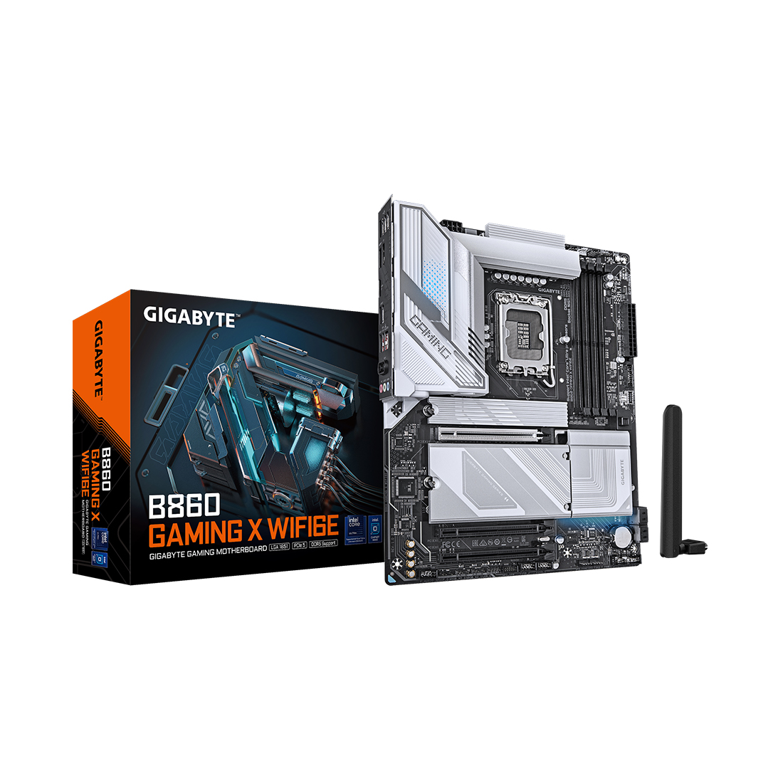 Материнская плата, Gigabyte, B860 GAMING X WIFI6E (4719331866532), LGA1851, iB860, 4xDDR5 5600/6400/9066(OC), 4xSATA3, Raid, 3xM.2 (PCI-E 4.0x4/x2), 1хDP, 1xHDMI, 1xUSB4® USB Type-C® port, 3xPCI-Ex16, WiFi, ATX