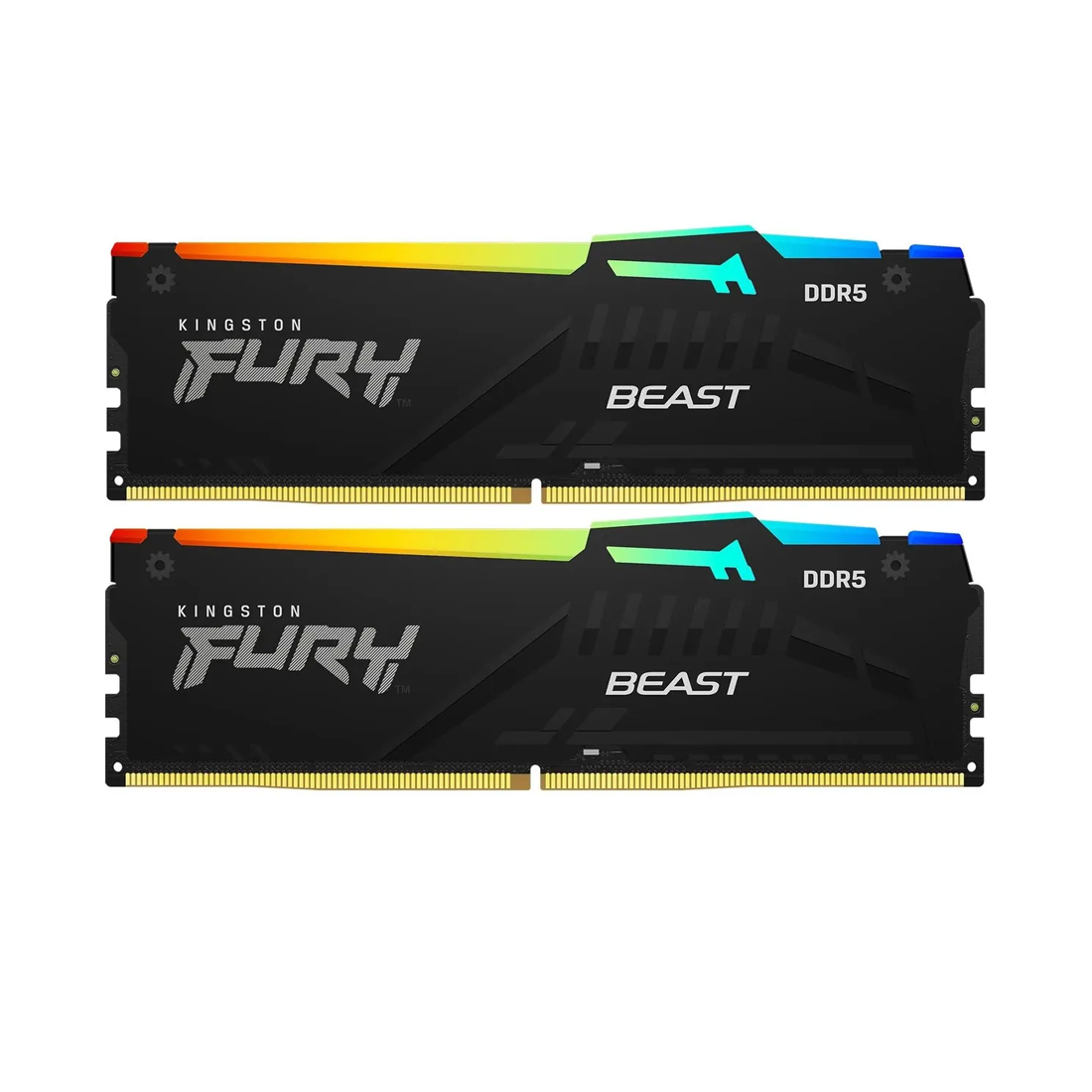 Комплект модулей памяти, Kingston, FURY Beast RGB KF556C36BBEAK2-32 (Kit 2x16GB), DDR5, 32GB, DIMM <PC5-44800/5600MHz>, Чёрный