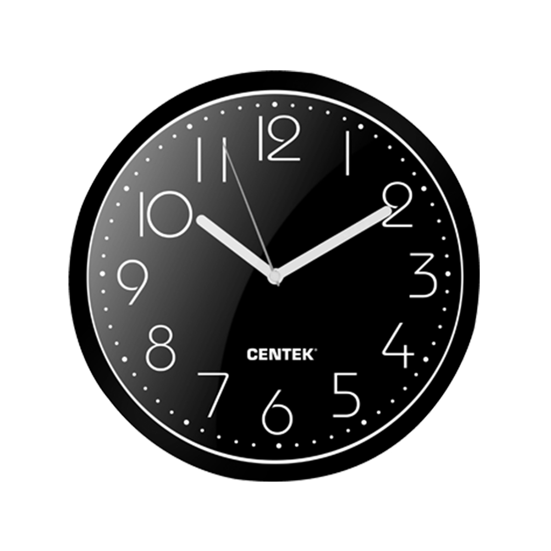 Часы настенные, Centek, СТ-7105, 23см диам., Круг, Шаговый ход, Кварцевый механизм, Черный