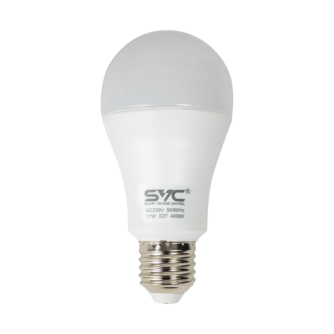 Лампа светодиодная, SVC, LED A60-17W-E27-4000K, Мощность 17Вт, Тип колбы A60, Цвет. температура 4000K, Цоколь E27, Нейтральный