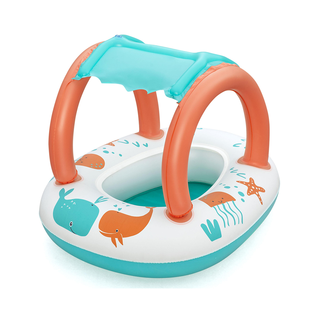 Надувная лодочка Comfort Plush 84 х 67 см, BESTWAY, 34203, Винил, 3+, Двухкамерная, Съемный тент, Вельветовое покрытие, Белая, Цветная коробка